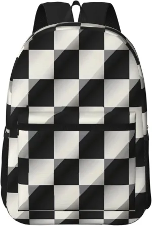 black and white mosaic Travel Laptop Backpack, 17 Inch Backpack for Men and Women, Work, Leisure, College, High School Backpack,