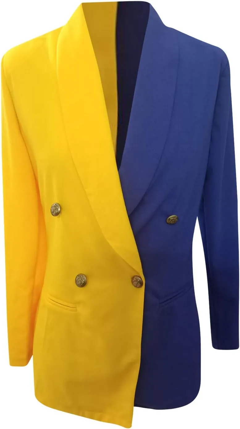 Blazer Dress for Women Trendy Colorblock Coats Double Breasted Long Sleeve Jackets with Pockets