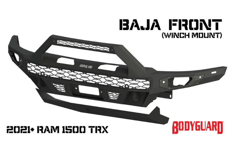 Bodyguard LBR21LYB Dodge Ram 1500 TRX 2021-2024 Freedom Series Baja Front Bumper Winch Ready Sensor Bare Metal