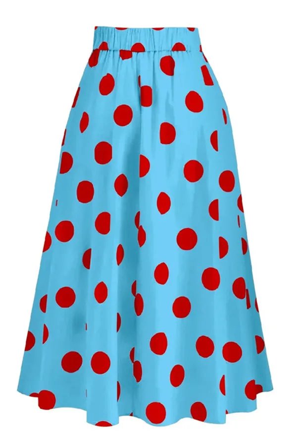 Bow Swimsuit and Elastic Waist Spotted One Piece Swimsuit   Skirt