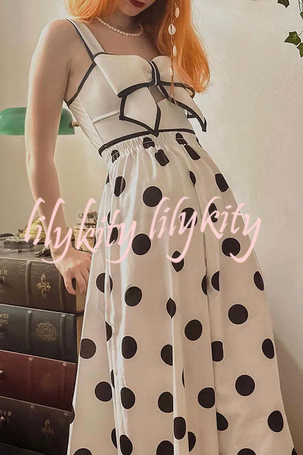 Bow Swimsuit and Elastic Waist Spotted One Piece Swimsuit   Skirt