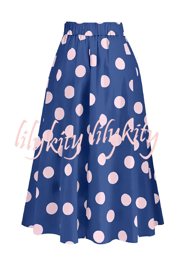 Bow Swimsuit and Elastic Waist Spotted One Piece Swimsuit   Skirt