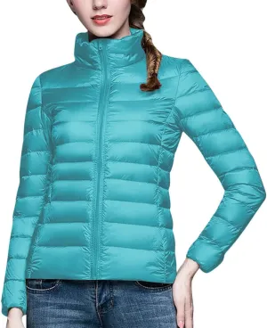 BOXIACEY Puffer Jackets for Women Lightweight Down Jacket Packable Winter Warm Coats Puffy Jacket with Stand Collar
