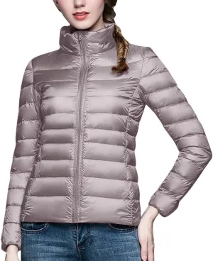 BOXIACEY Puffer Jackets for Women Lightweight Down Jacket Packable Winter Warm Coats Puffy Jacket with Stand Collar