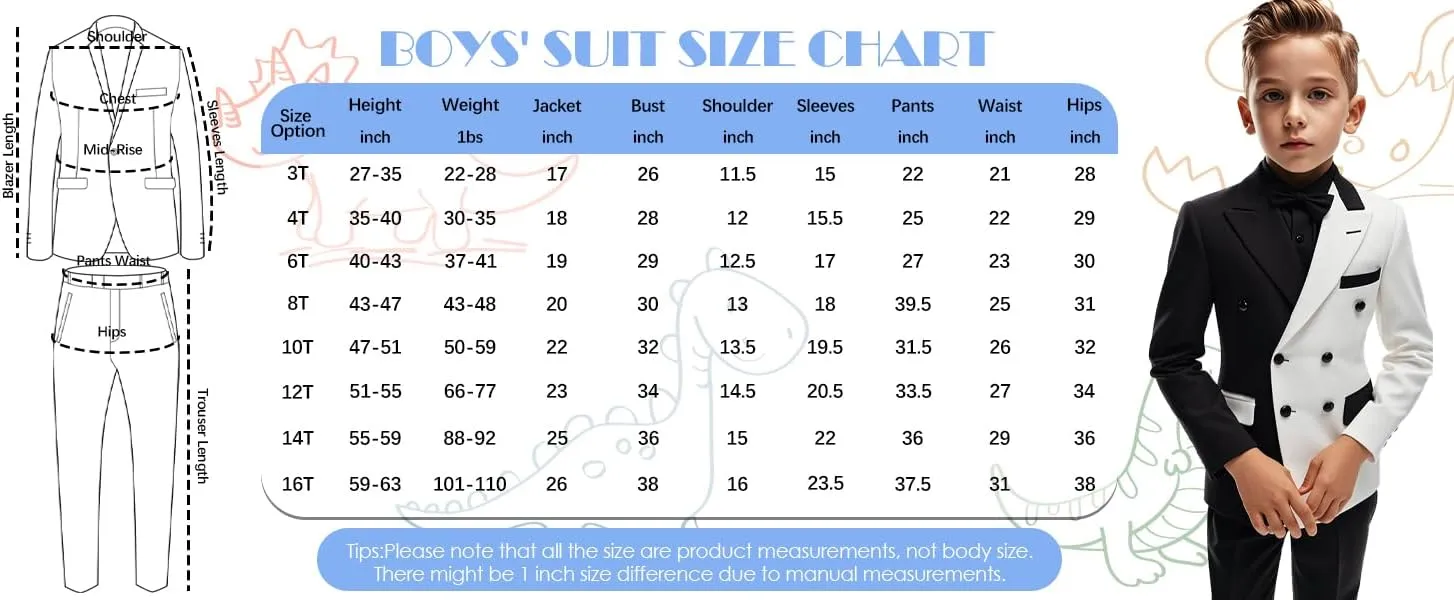 Boys Suit 2 Pieces Slim Fit Suits Set Double Breasted Casual Suits Wedding Party Blazer Pants Tuxedos 3-16 Years