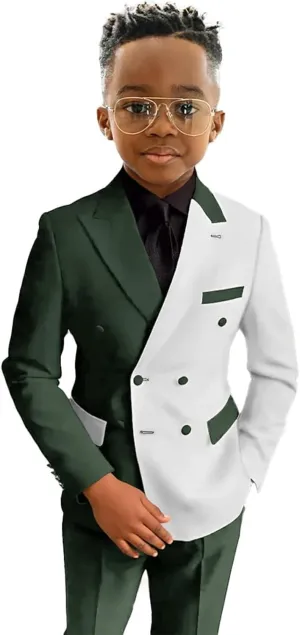 Boys Suit 2 Pieces Slim Fit Suits Set Double Breasted Casual Suits Wedding Party Blazer Pants Tuxedos 3-16 Years