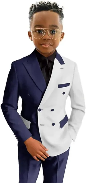 Boys Suit 2 Pieces Slim Fit Suits Set Double Breasted Casual Suits Wedding Party Blazer Pants Tuxedos 3-16 Years