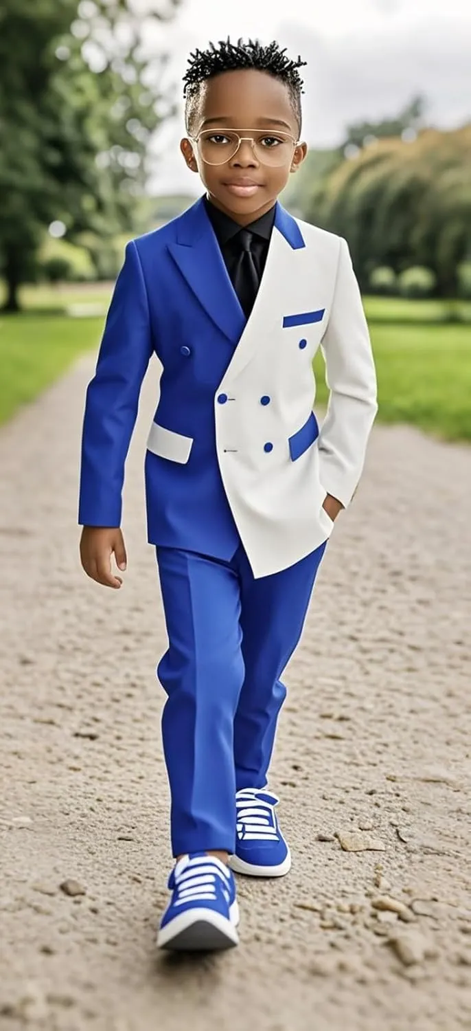 Boys Suit 2 Pieces Slim Fit Suits Set Double Breasted Casual Suits Wedding Party Blazer Pants Tuxedos 3-16 Years