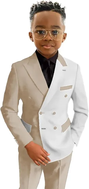 Boys Suit 2 Pieces Slim Fit Suits Set Double Breasted Casual Suits Wedding Party Blazer Pants Tuxedos 3-16 Years
