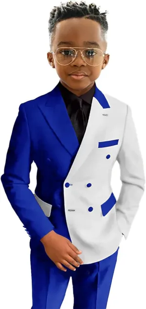 Boys Suit 2 Pieces Slim Fit Suits Set Double Breasted Casual Suits Wedding Party Blazer Pants Tuxedos 3-16 Years