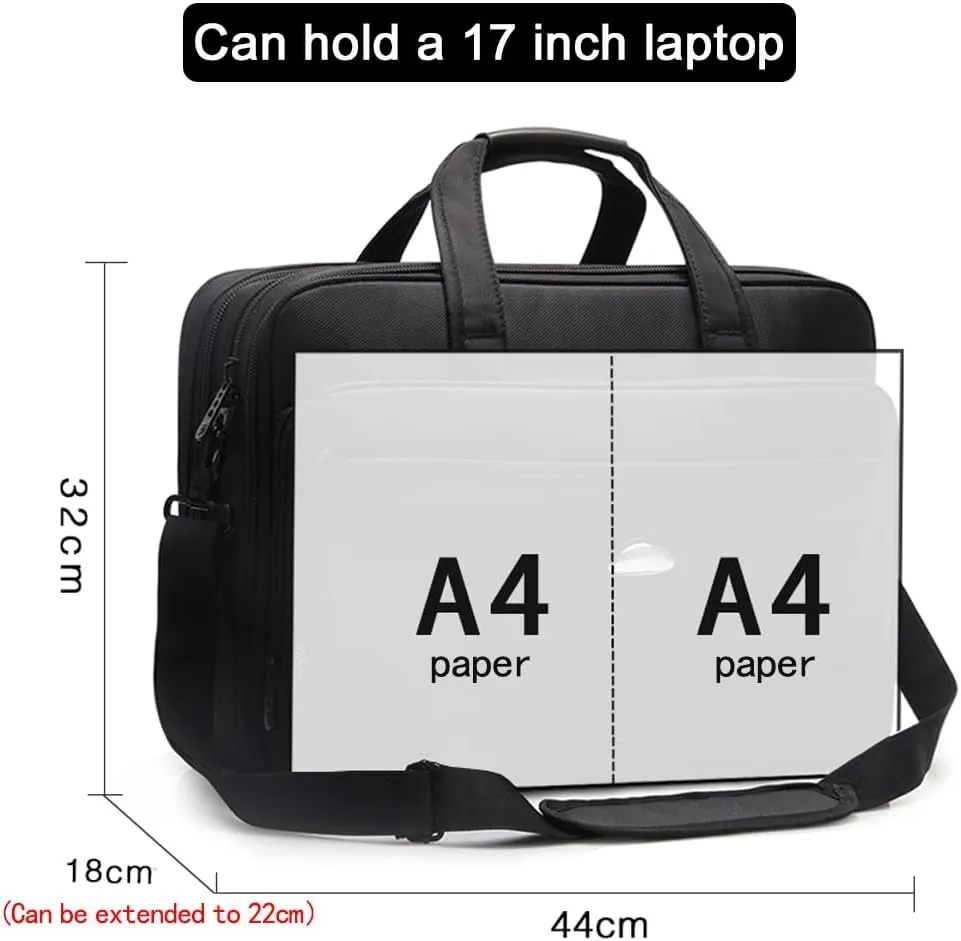 Briefcases for Men Canvas Tote Bag 17 Inches Laptop Case Large Shoulder Work Bags Office Messenger Expandable Waterproof