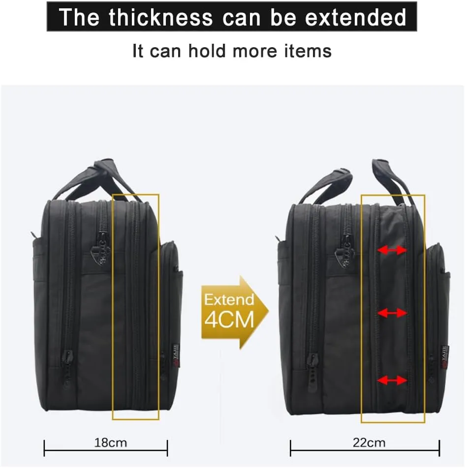 Briefcases for Men Canvas Tote Bag 17 Inches Laptop Case Large Shoulder Work Bags Office Messenger Expandable Waterproof