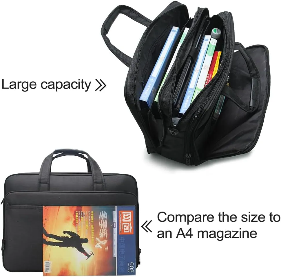 Briefcases for Men Canvas Tote Bag 17 Inches Laptop Case Large Shoulder Work Bags Office Messenger Expandable Waterproof