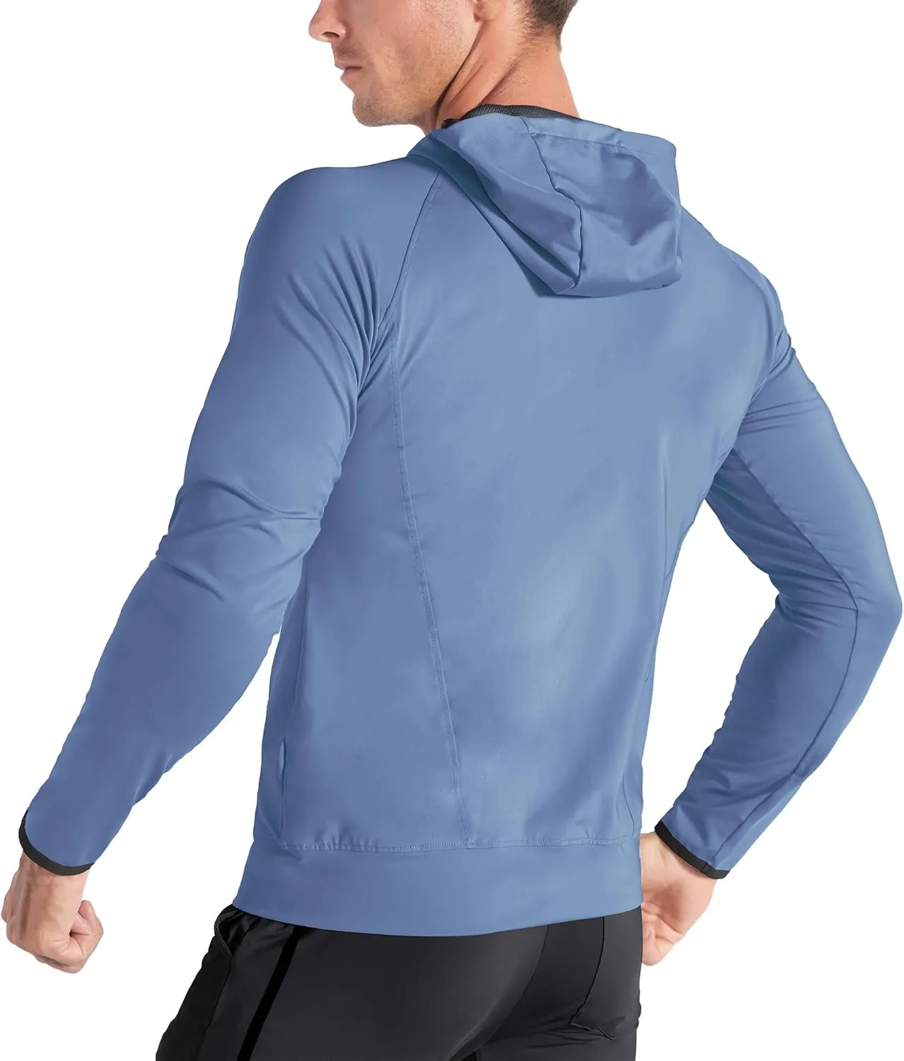 BROKIG Mens WindBreak Lightweight Running Jackets with Zip Pocket, Workout Track Hoodie Athletic Gym Sweatshirts Men