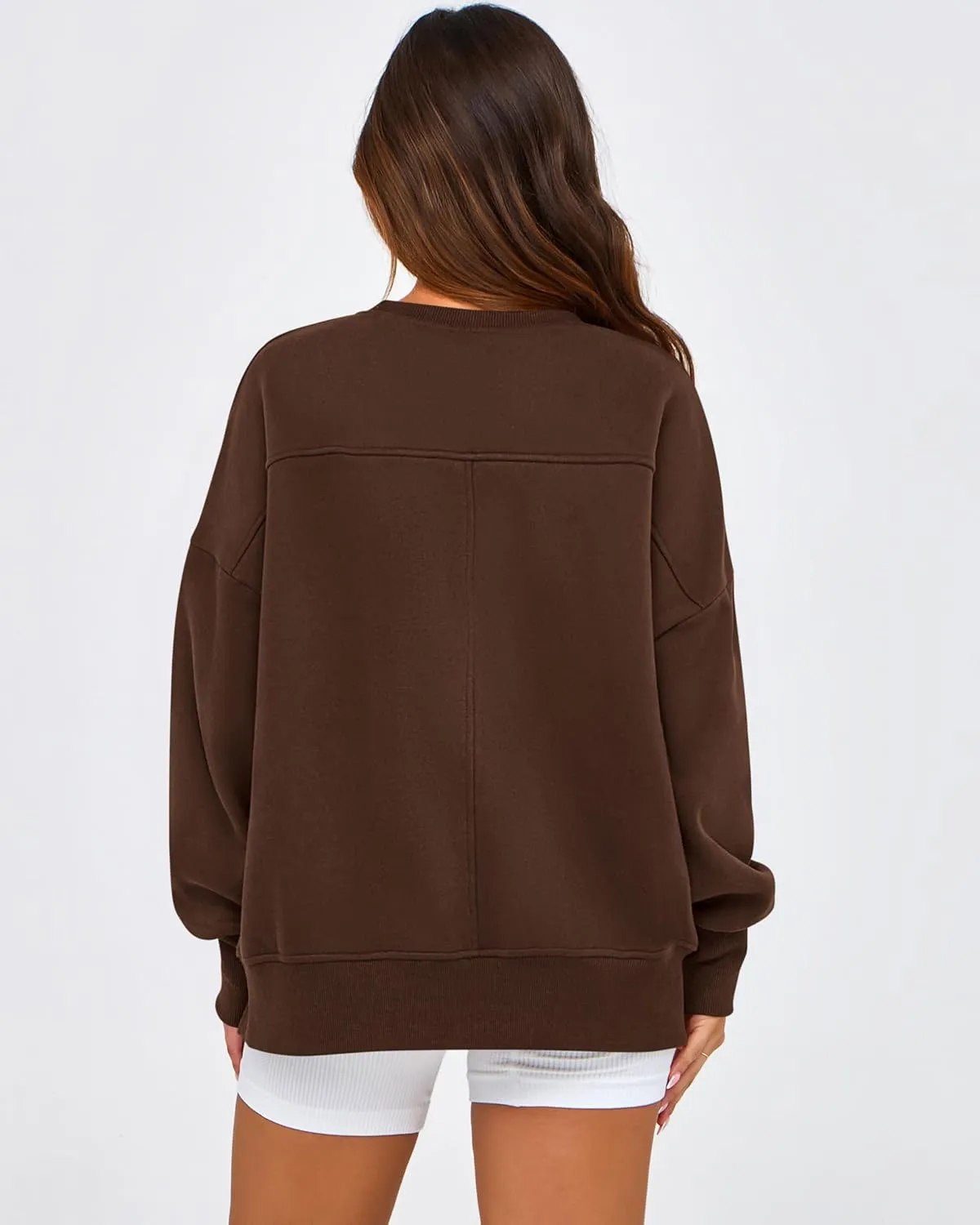 BTFBM Women's Casual Crewneck Sweatshirts 2025 Spring Fall Clothes Long Sleeve Side Slit Workout Fleece Pullover Tops
