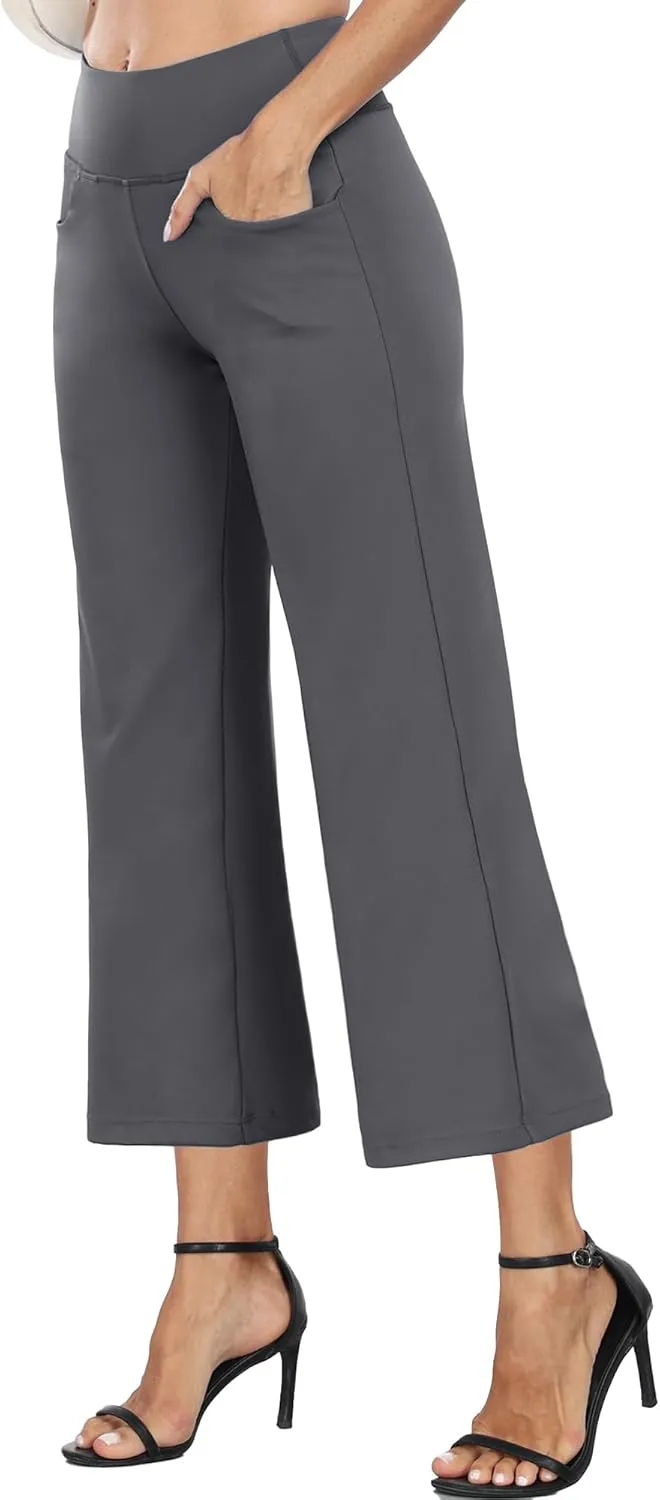CADMUS High Waist Yoga Pants Women Wide Leg Pants with Pockets Stretch Dress Casual Lounge Petite/Regular/Tall