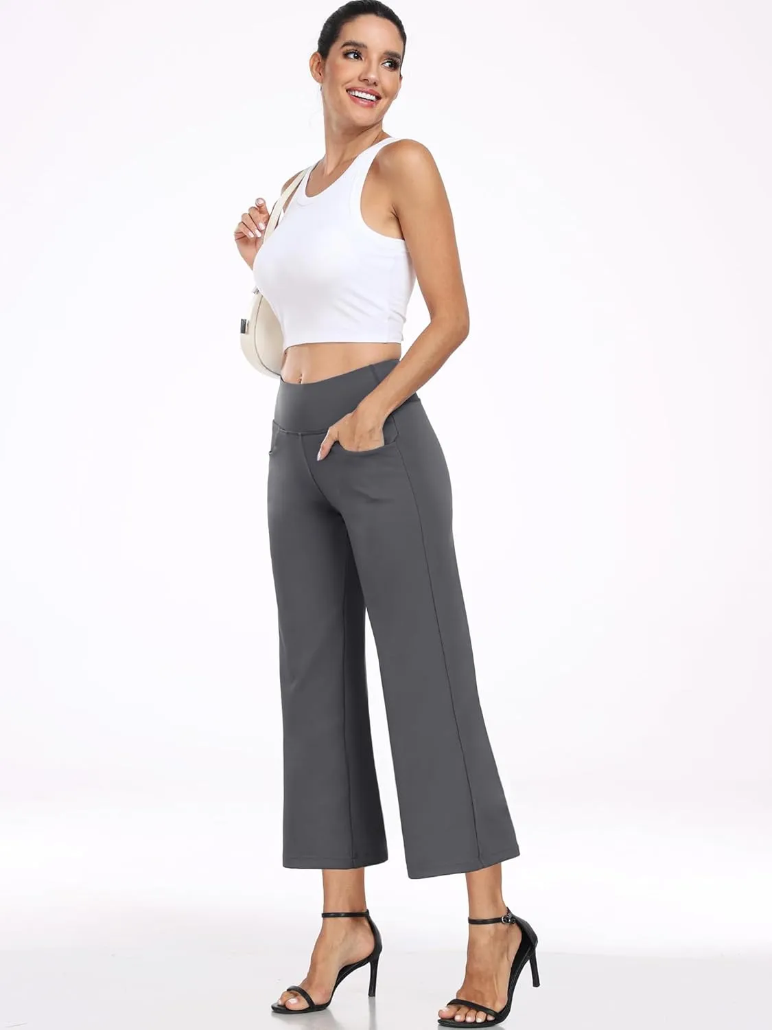 CADMUS High Waist Yoga Pants Women Wide Leg Pants with Pockets Stretch Dress Casual Lounge Petite/Regular/Tall