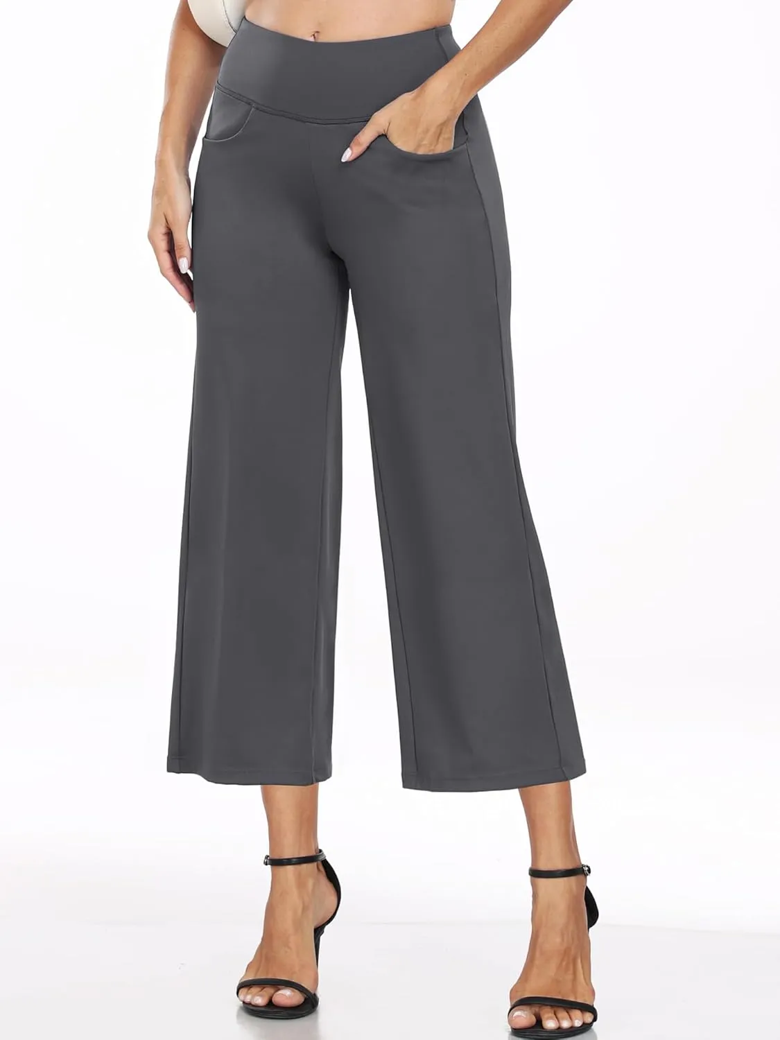 CADMUS High Waist Yoga Pants Women Wide Leg Pants with Pockets Stretch Dress Casual Lounge Petite/Regular/Tall