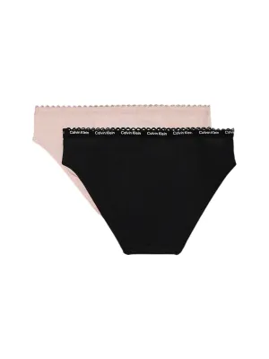 Calvin Klein Girls Modern Cotton Lace 2 Pack Bikini Briefs - Peachwhip/Pvhblack