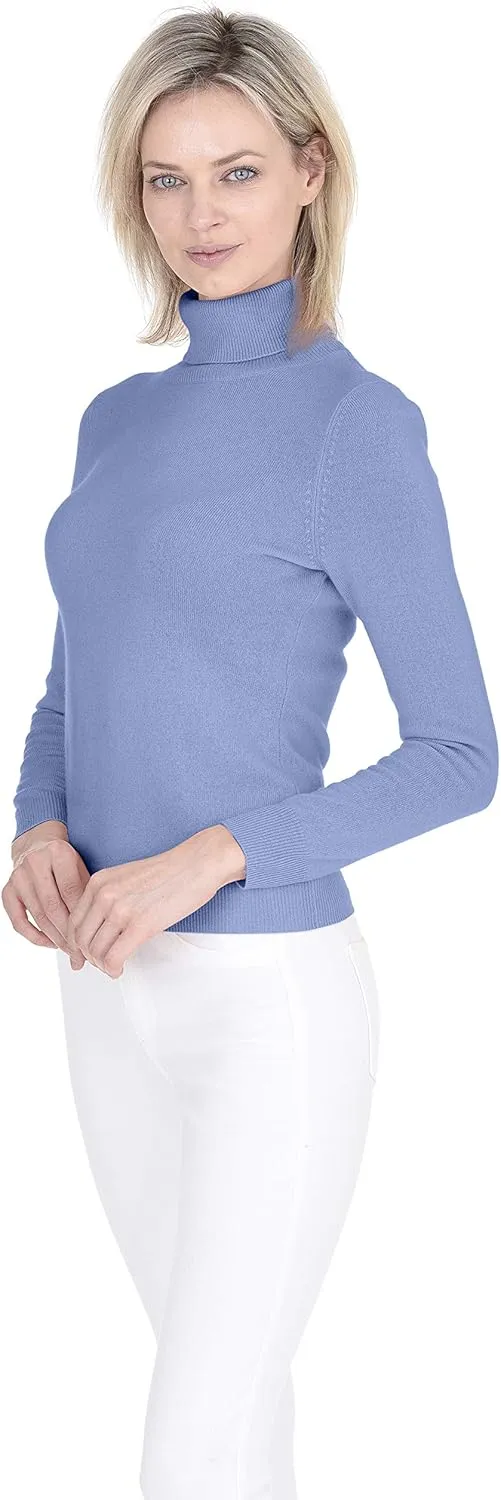 Cashmeren Womens Essential Knit Turtleneck Sweater 100% Merino Wool Long Sleeve Roll Neck Pullover