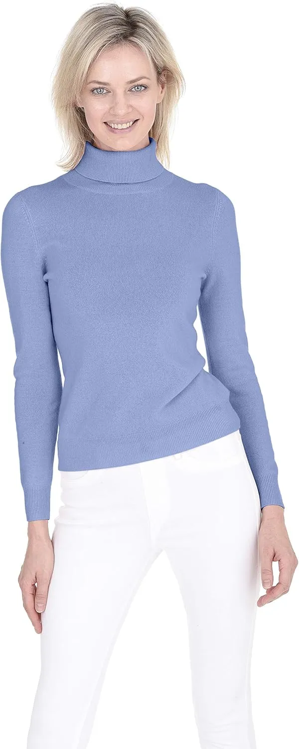 Cashmeren Womens Essential Knit Turtleneck Sweater 100% Merino Wool Long Sleeve Roll Neck Pullover