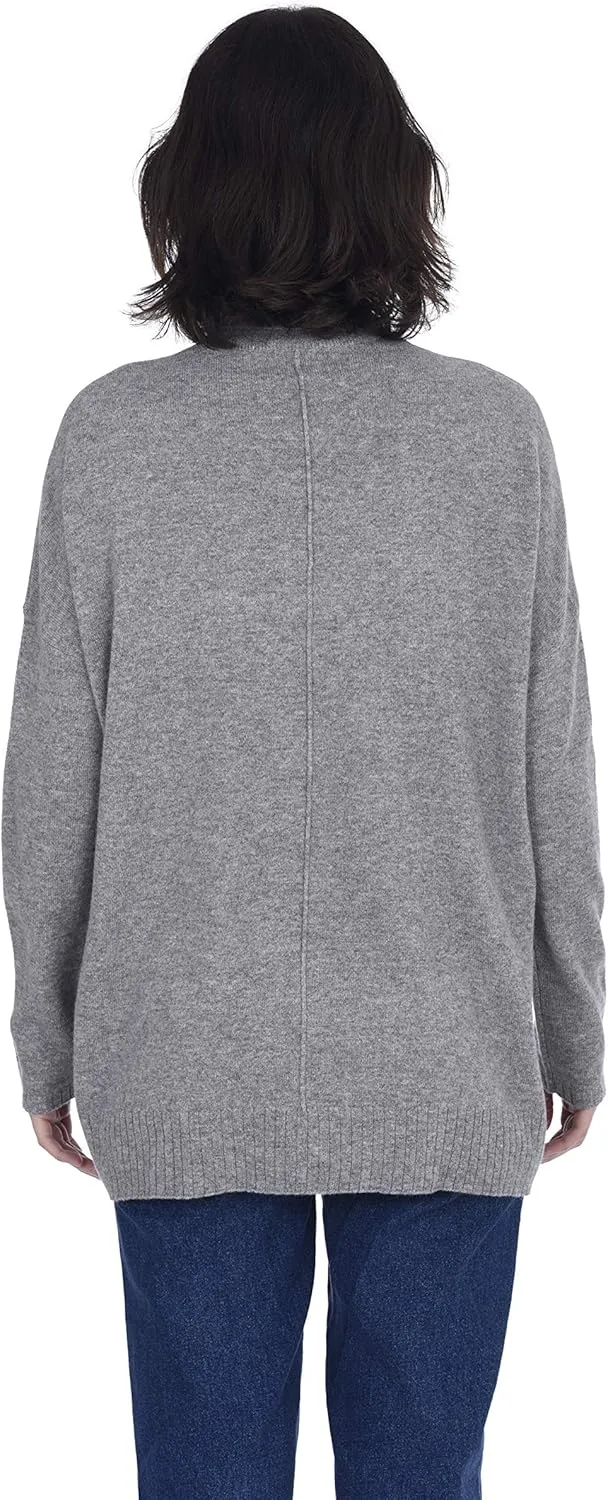 Cashmeren Womens Oversized Turtleneck Sweater with Side Slits 100% Pure Cashmere Long Sleeve Roll Neck Pullover