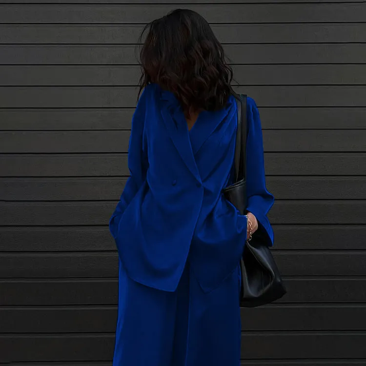Casual drape satin suit
