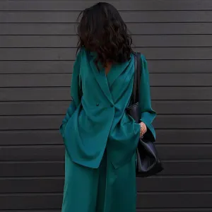 Casual drape satin suit