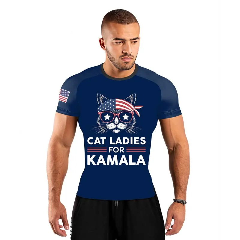 Cat Ladies For Kamala Men's Short Sleeve Rash Guard