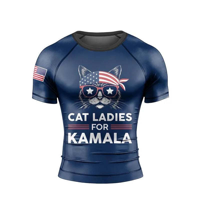 Cat Ladies For Kamala Men's Short Sleeve Rash Guard