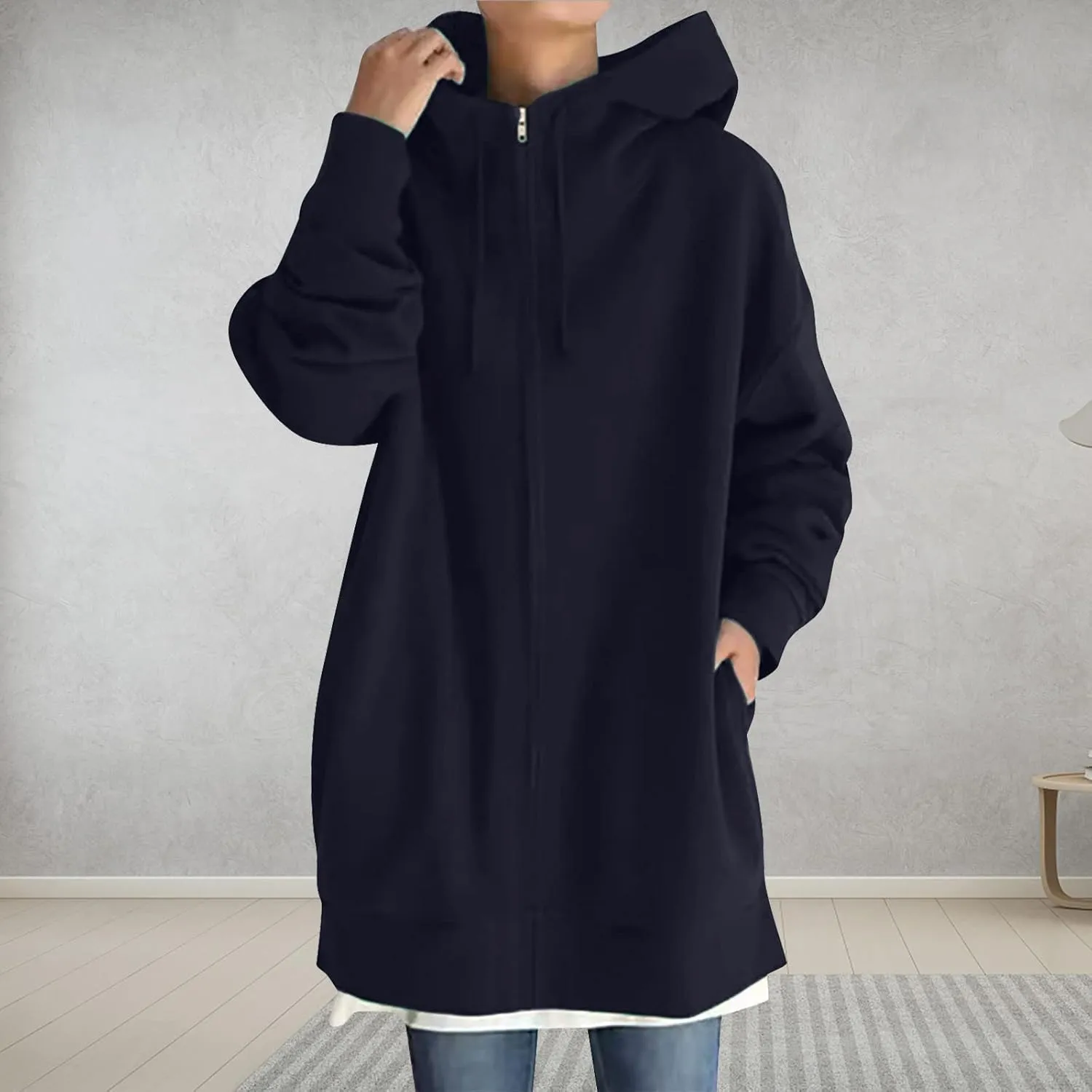 Ceboyel Women Oversized Sweatshirt Loose Fit Full Zip Up Fashion Long Hoodies Trendy Y2K Jackets Winter Outfits Clothes 2023