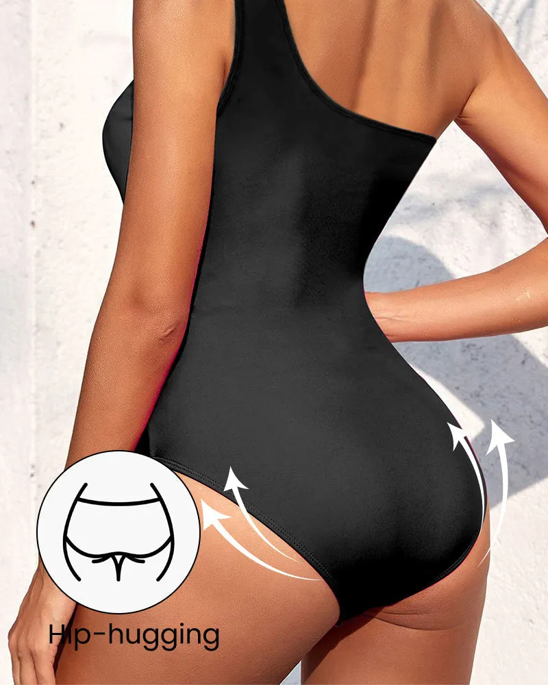 Chic One-Shoulder Cut-Out Swimsuit