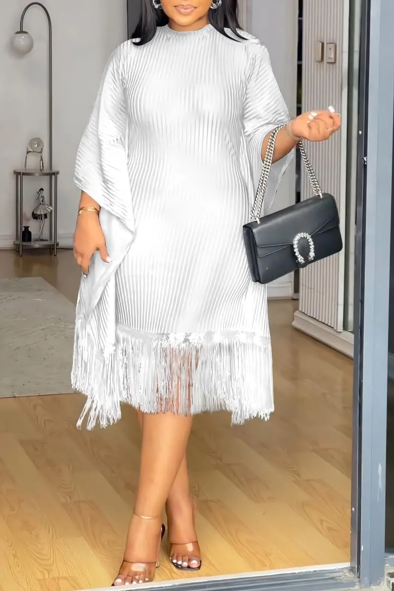 chicyes Women's Dresses for Curvy Sequin Fringe 3/4 Sleeve Cocktail Midi Maxi Dress Sparkly Plus Size Party Outfits