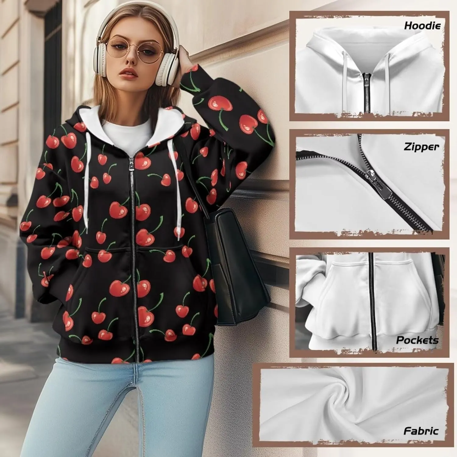 Christmas Sweatshirt for Women Jackets Casual Loose Plus Size Hoodies Zip Up Lightweight Long Sleeve Oversized
