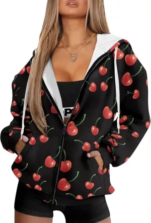 Christmas Sweatshirt for Women Jackets Casual Loose Plus Size Hoodies Zip Up Lightweight Long Sleeve Oversized