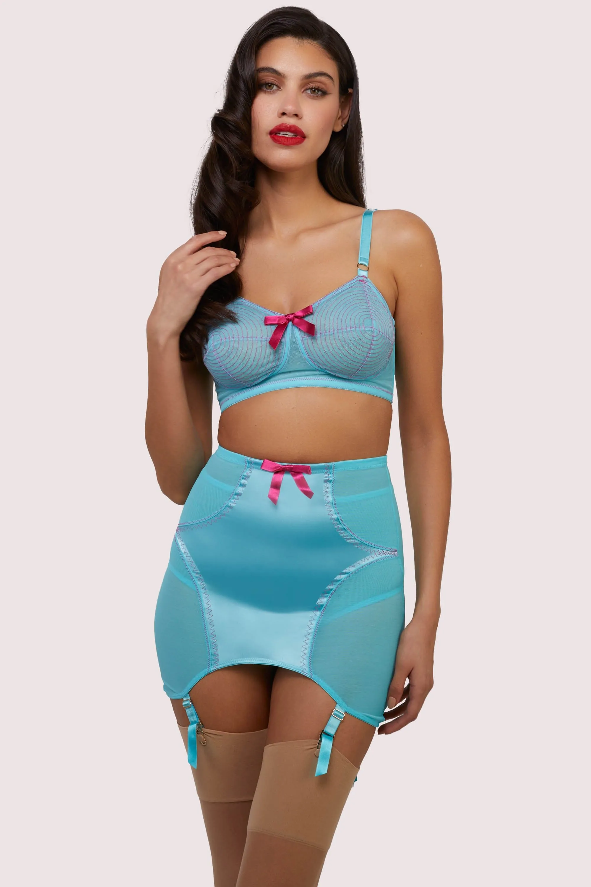 Cleo Contrast Stitch Mesh Spiral Retro Bra