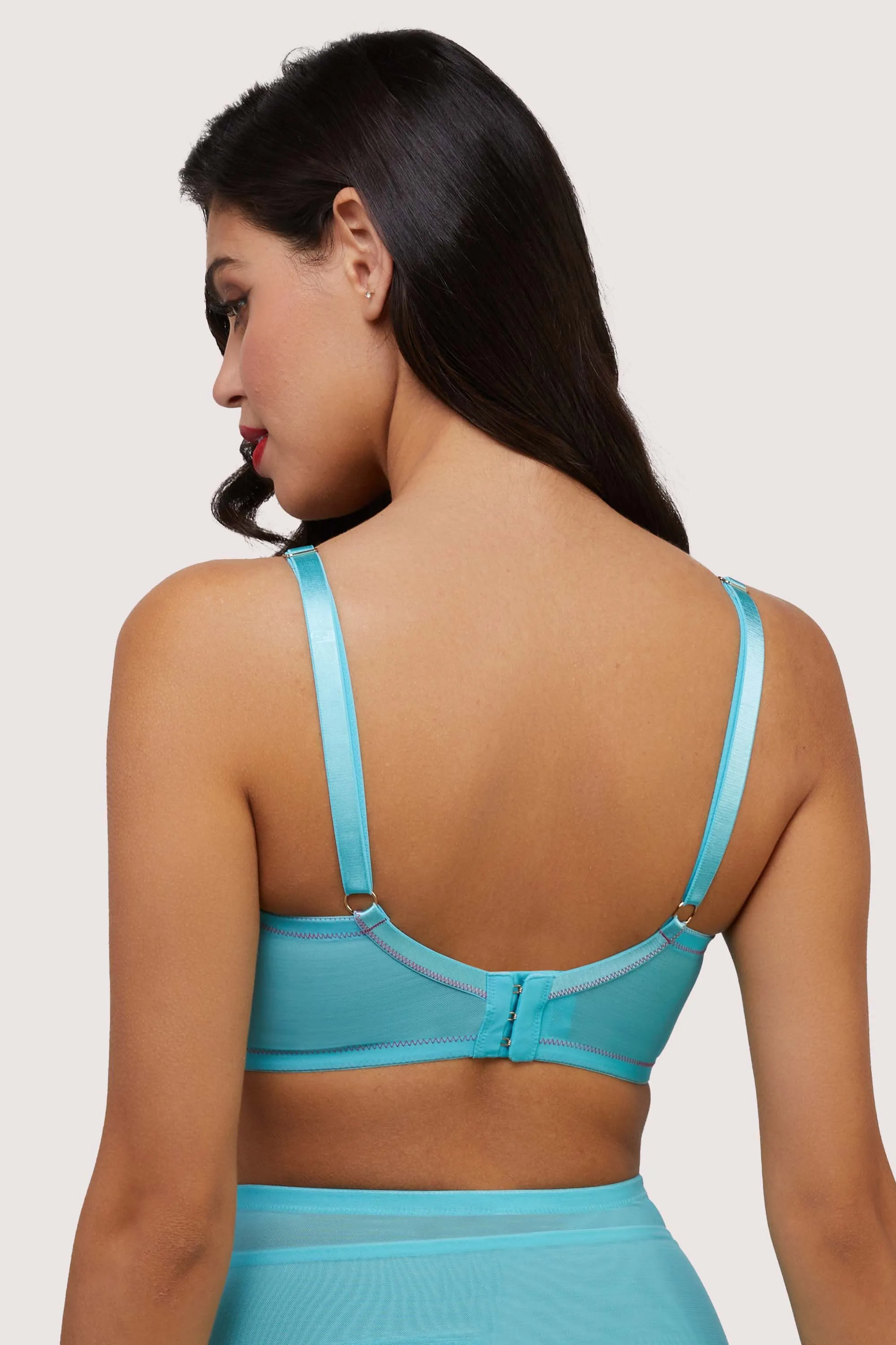 Cleo Contrast Stitch Mesh Spiral Retro Bra