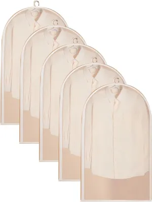 Clothes Cover for Hangings, Hanging Garment Bag, Side Zipper Design, Thickened Translucent PEVA for Hanging Skirts, Coats, Shirts(5 Packs)(60x80cm x31in)