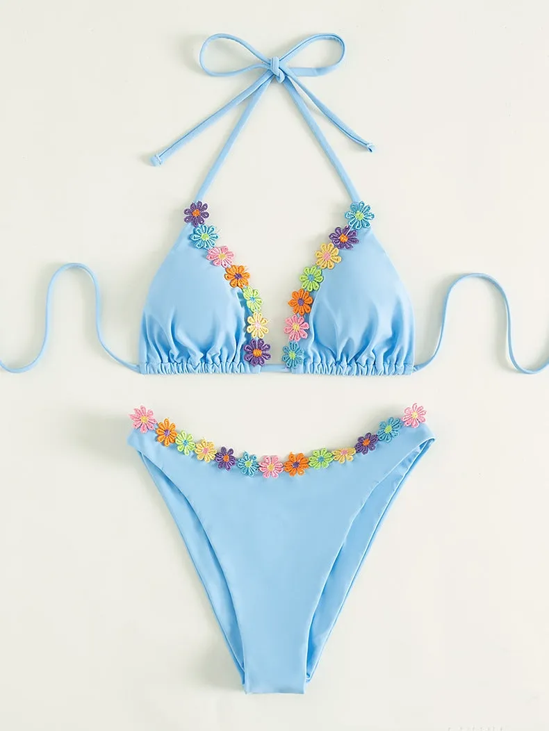 Colorful Flower Straps Bikini