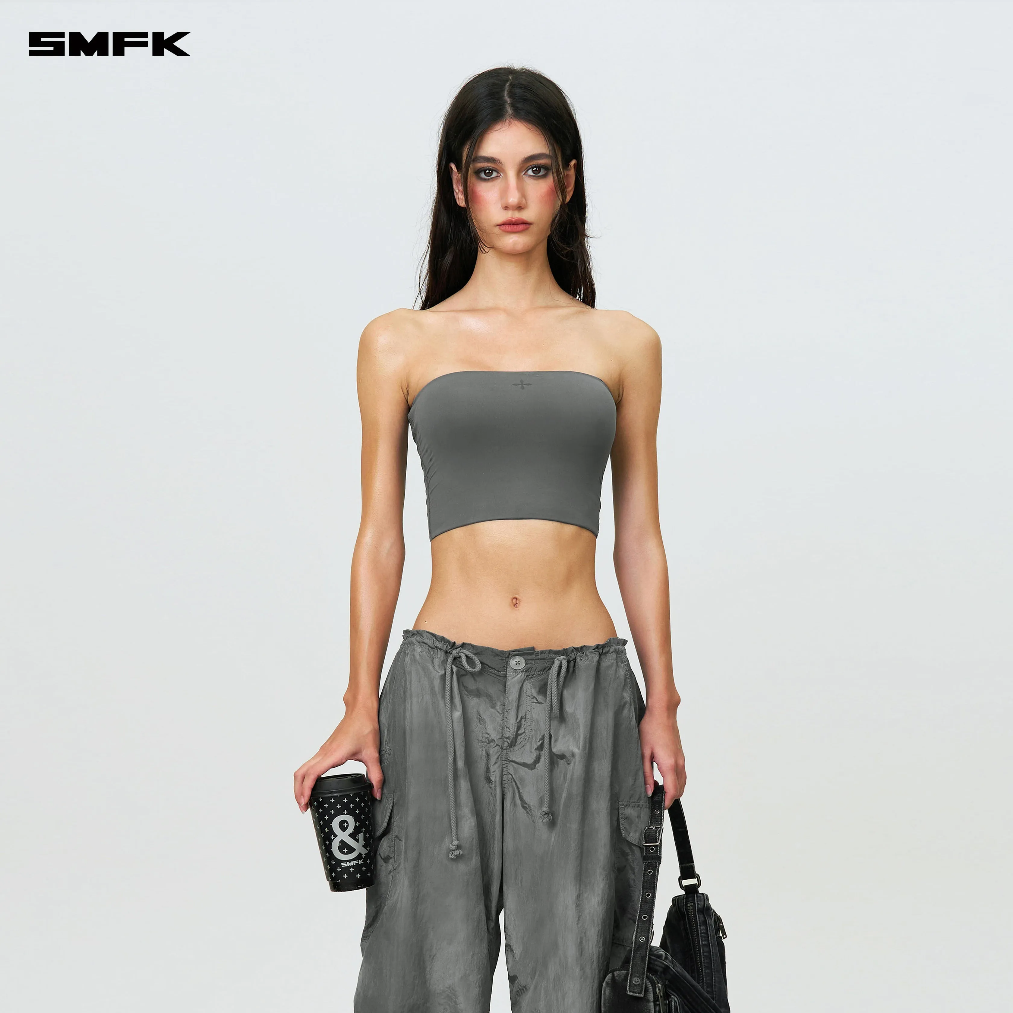 Compass Hug Skin Tube Top Dark Gray