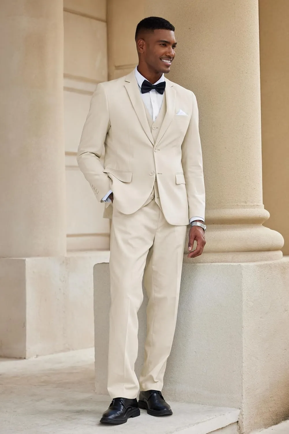 COOFANDY Men's 3 Piece Linen Suits Casual Lightweight Blazer Jackets Vest Pants Set for Wedding Business Prom