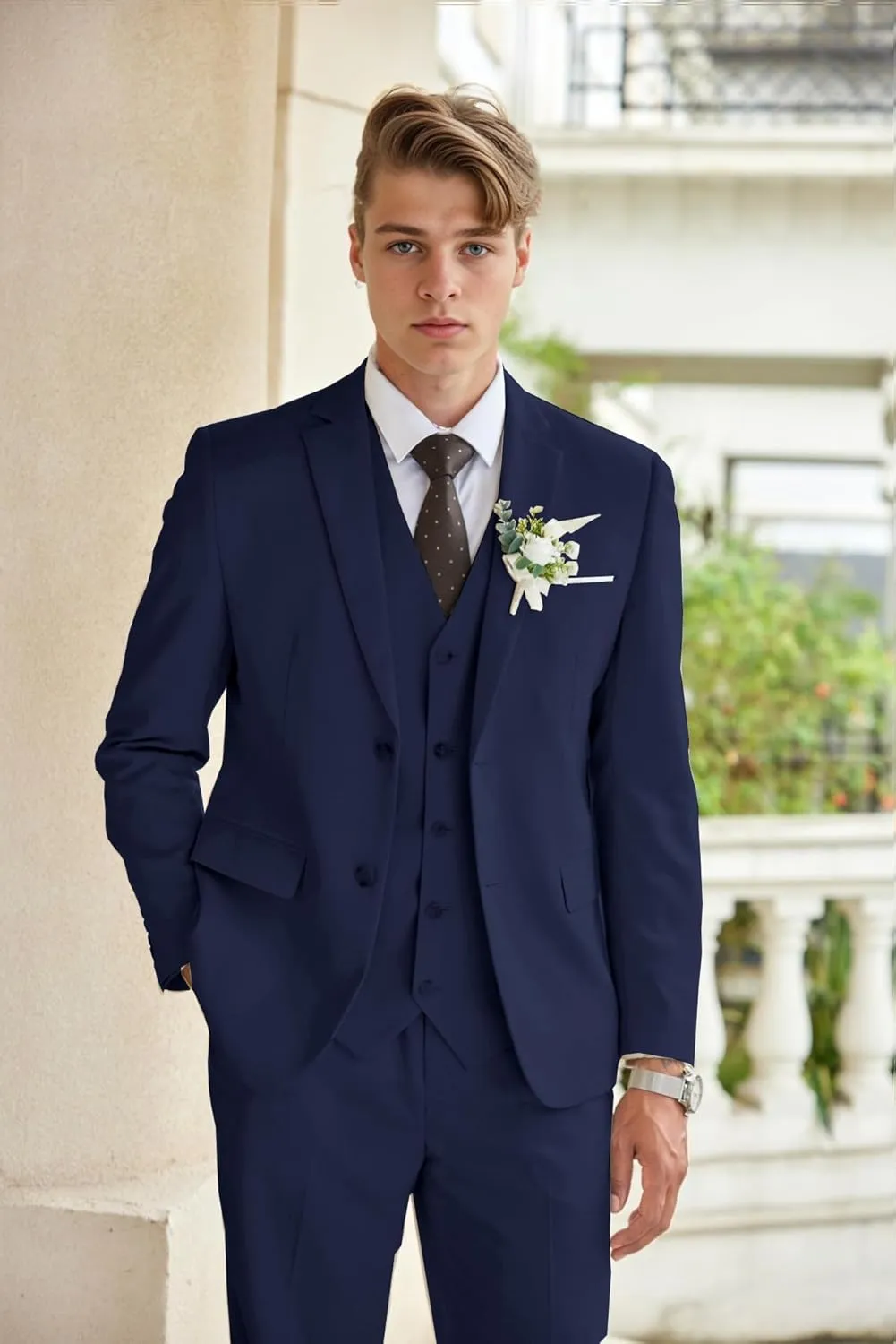 COOFANDY Men's 3 Piece Linen Suits Casual Lightweight Blazer Jackets Vest Pants Set for Wedding Business Prom