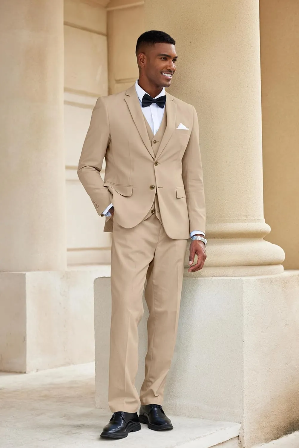 COOFANDY Men's 3 Piece Linen Suits Casual Lightweight Blazer Jackets Vest Pants Set for Wedding Business Prom