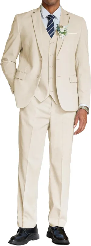 COOFANDY Men's 3 Piece Linen Suits Casual Lightweight Blazer Jackets Vest Pants Set for Wedding Business Prom