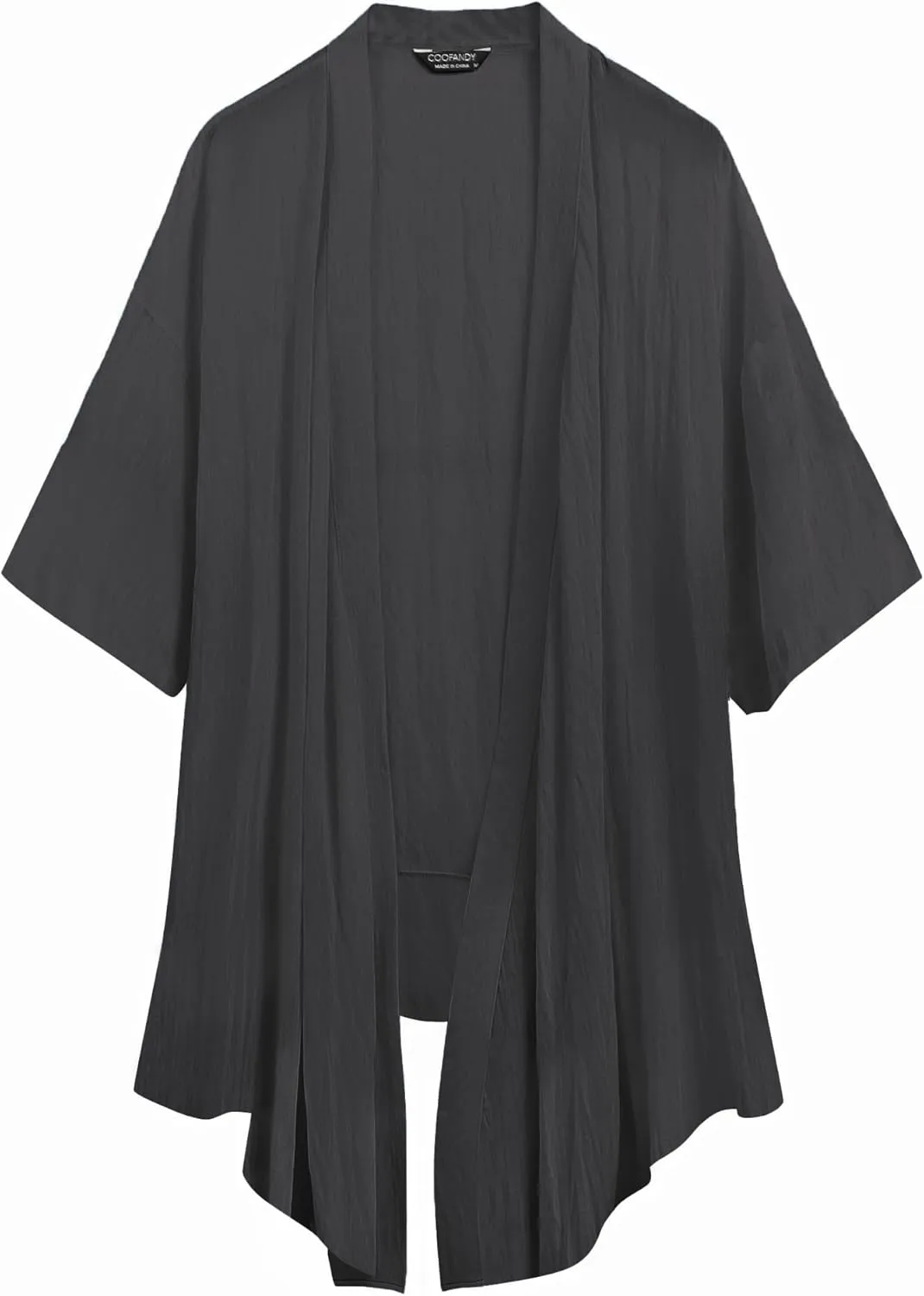 COOFANDY Men's Ruffle Shawl Collar Lightweight Cardigan Long Kimono Jackets Open Front Drape Cape Coat