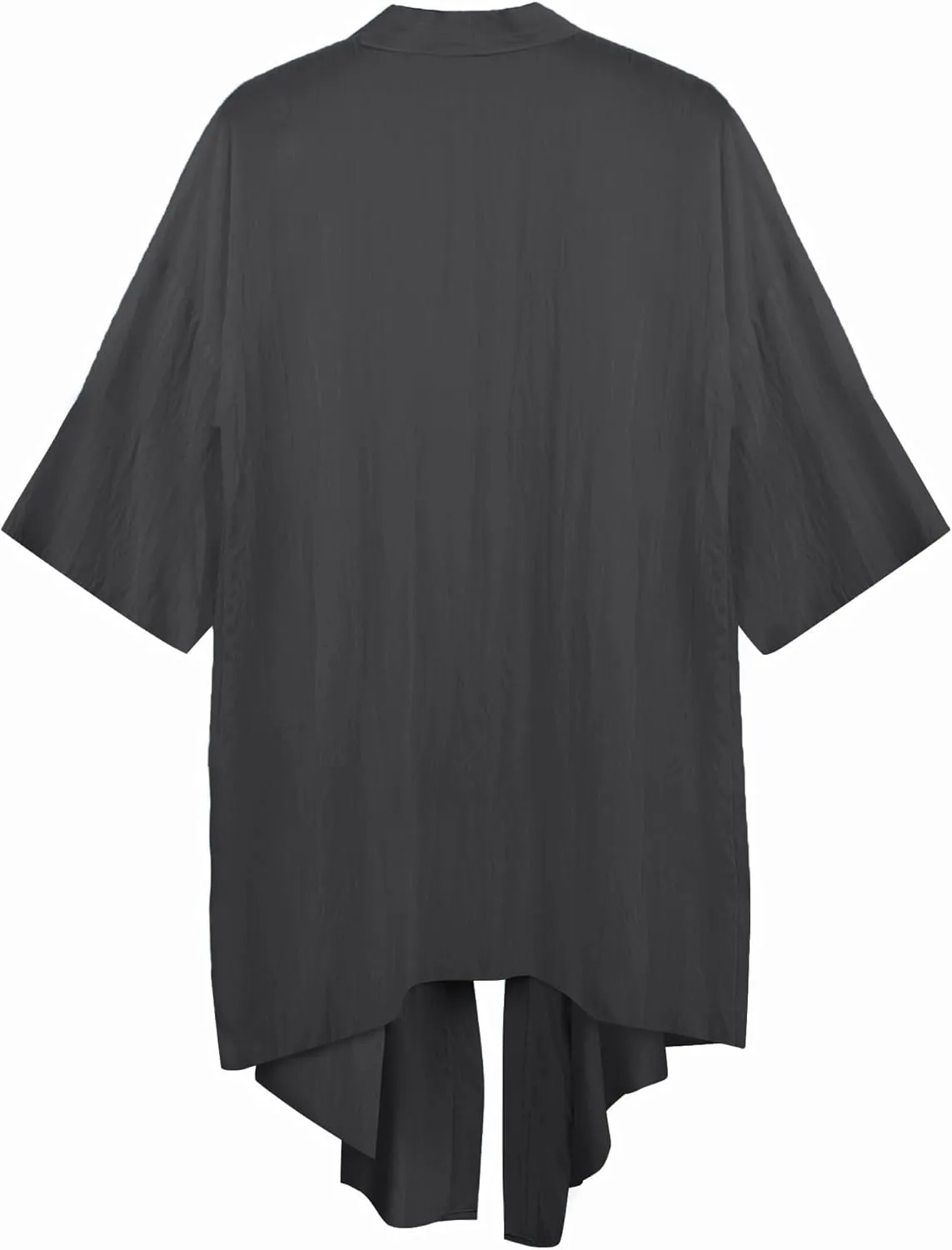 COOFANDY Men's Ruffle Shawl Collar Lightweight Cardigan Long Kimono Jackets Open Front Drape Cape Coat