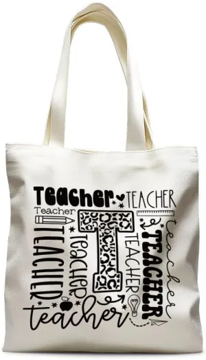 Cool Teacher Canvas Tote Bag for Women Men Him Male,End of Year Gifts for Art Teachers,Teacher Goodbye Gifts for Retirment,Approciation Tote Bag Gift for Teacher's Day-12