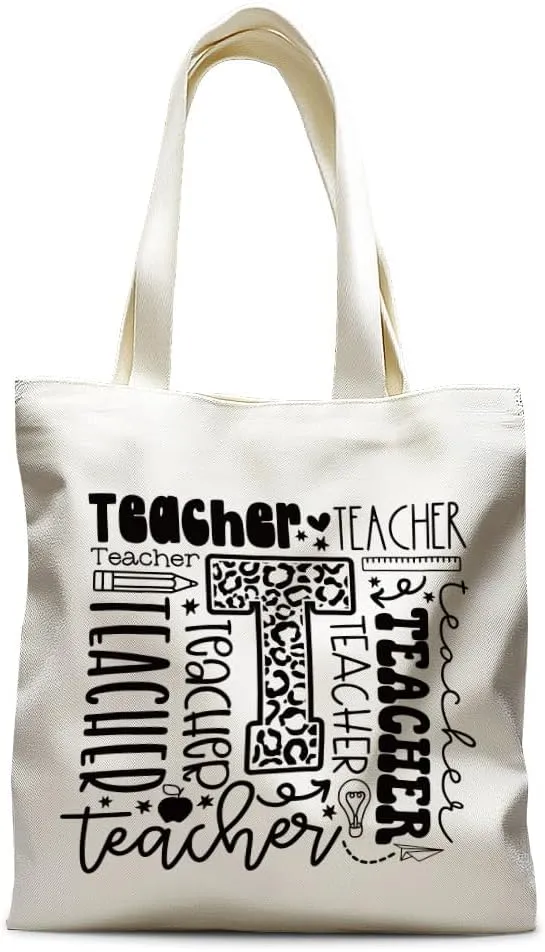 Cool Teacher Canvas Tote Bag for Women Men Him Male,End of Year Gifts for Art Teachers,Teacher Goodbye Gifts for Retirment,Approciation Tote Bag Gift for Teacher's Day-12