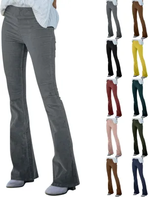 Corduroy Pants Women Flare High Waist Leggings Loose Fit Bootcut Jeans Vintage Bell Bottom Wide Leg Trousers Pants