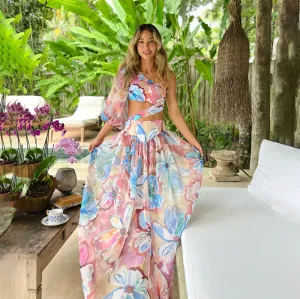 Corey - Asymmetrical Floral Print Swimwear Set